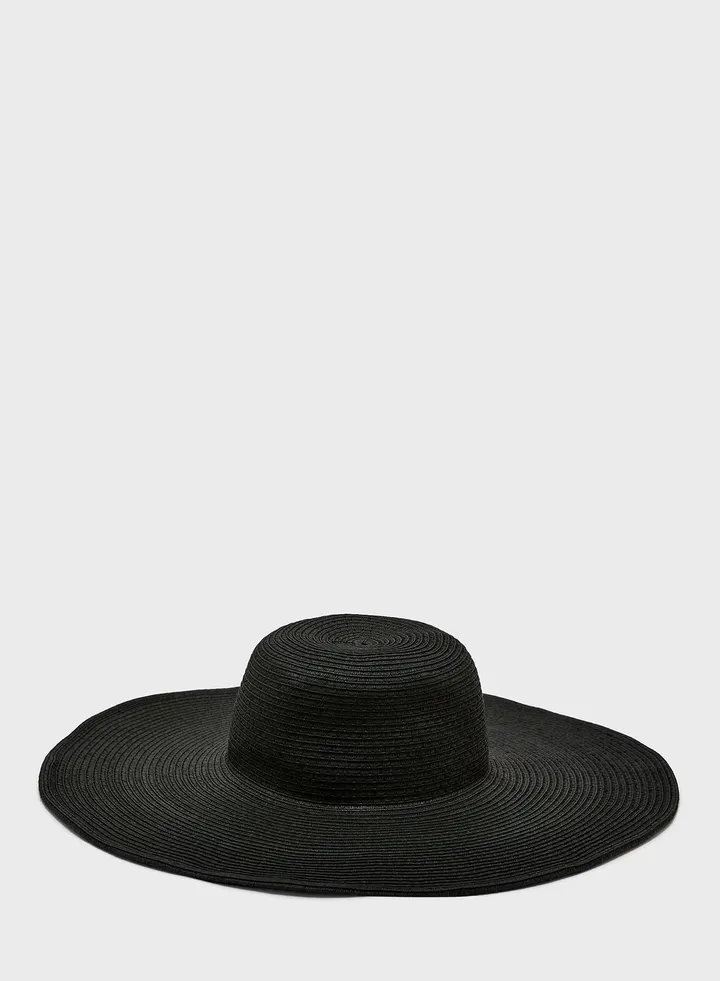 Wide Brim Straw Fedora Hat