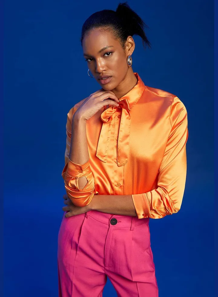 Regular Fit Long Sleeve Satin Shirt