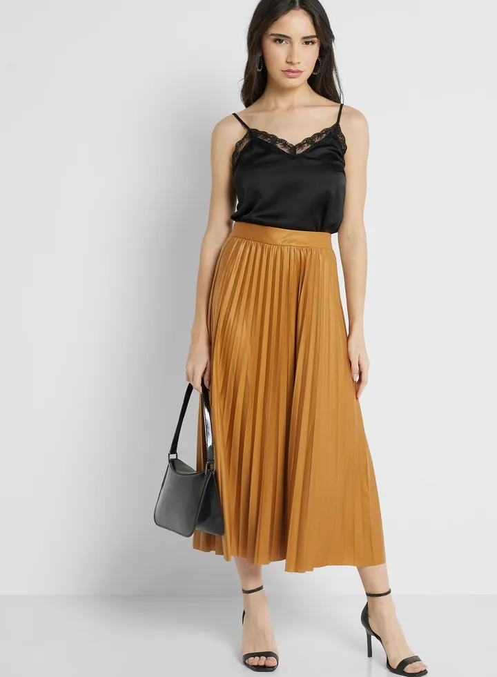 High Waist Pleated Skirt