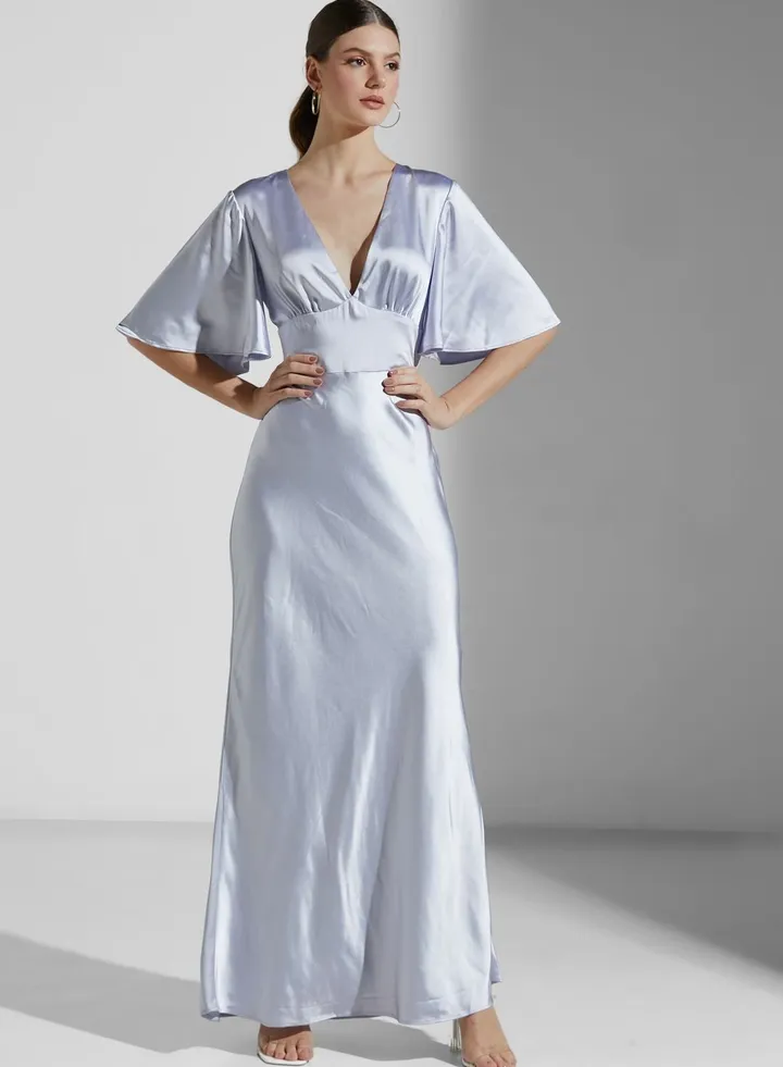 Ultraviolet Angel Sleeve Plunge Gown