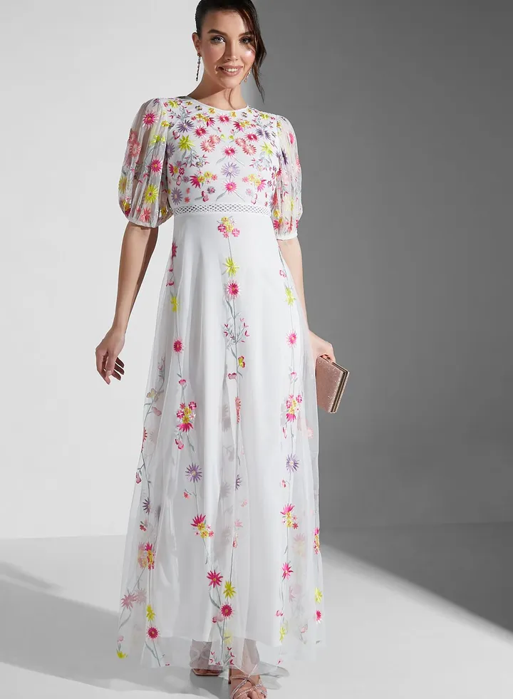 Floral Embroidered Maxi Dress
