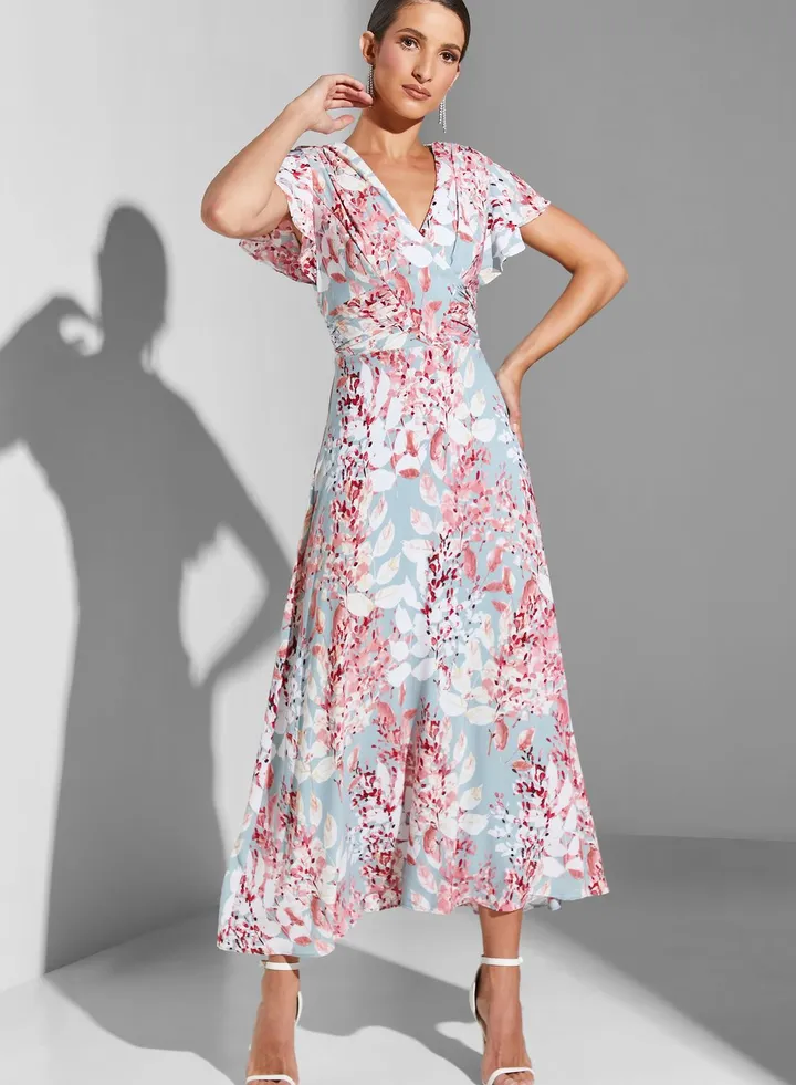 Printed Ruffle Detail Dress