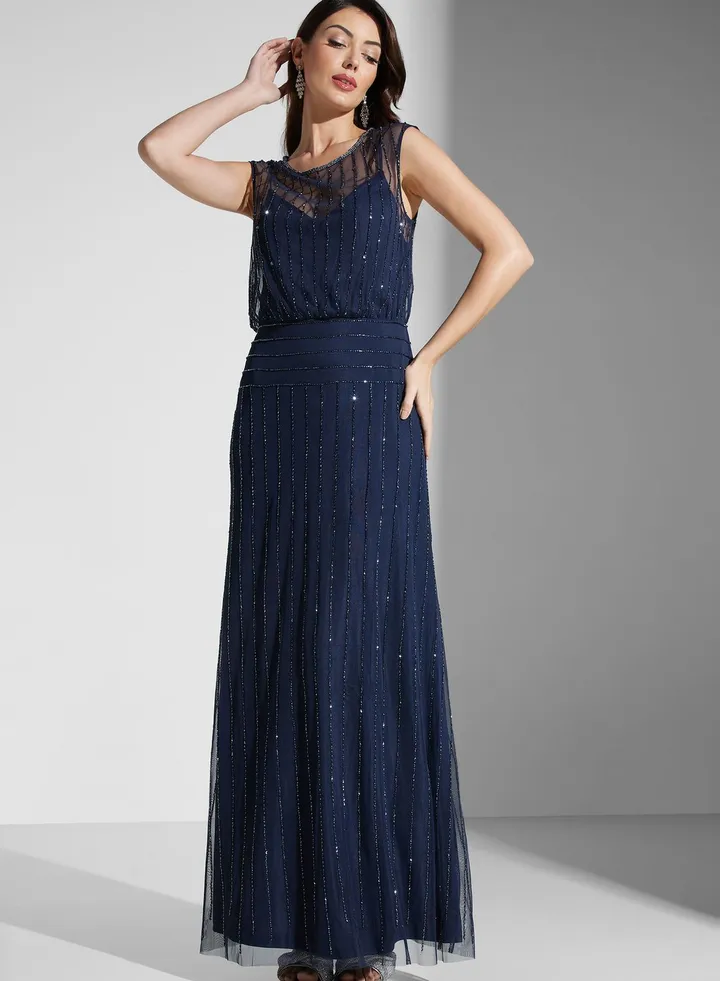 Sleeveless Embellished Maxi Dress