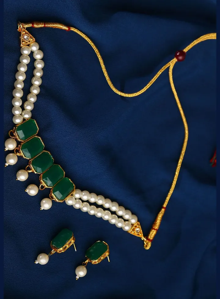 Gold_Plated Pearl Choker Set