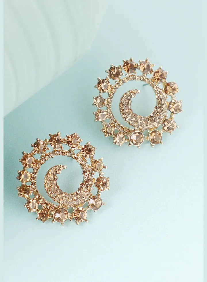 Gold Plated Party Designer Stone Stud For Women