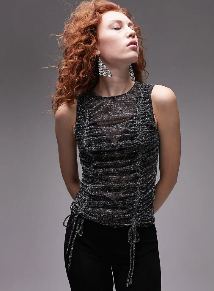 Ruched Tie Detail Tank Top