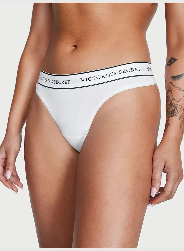Logo Cotton Thong Panty