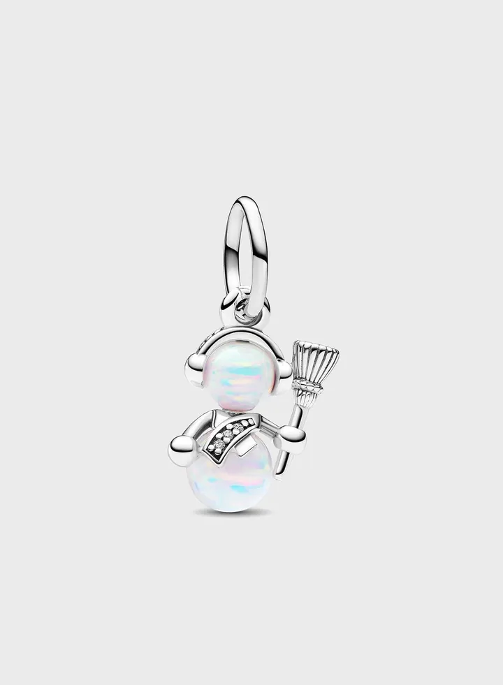 Opalescent Snowman Dangle Charm