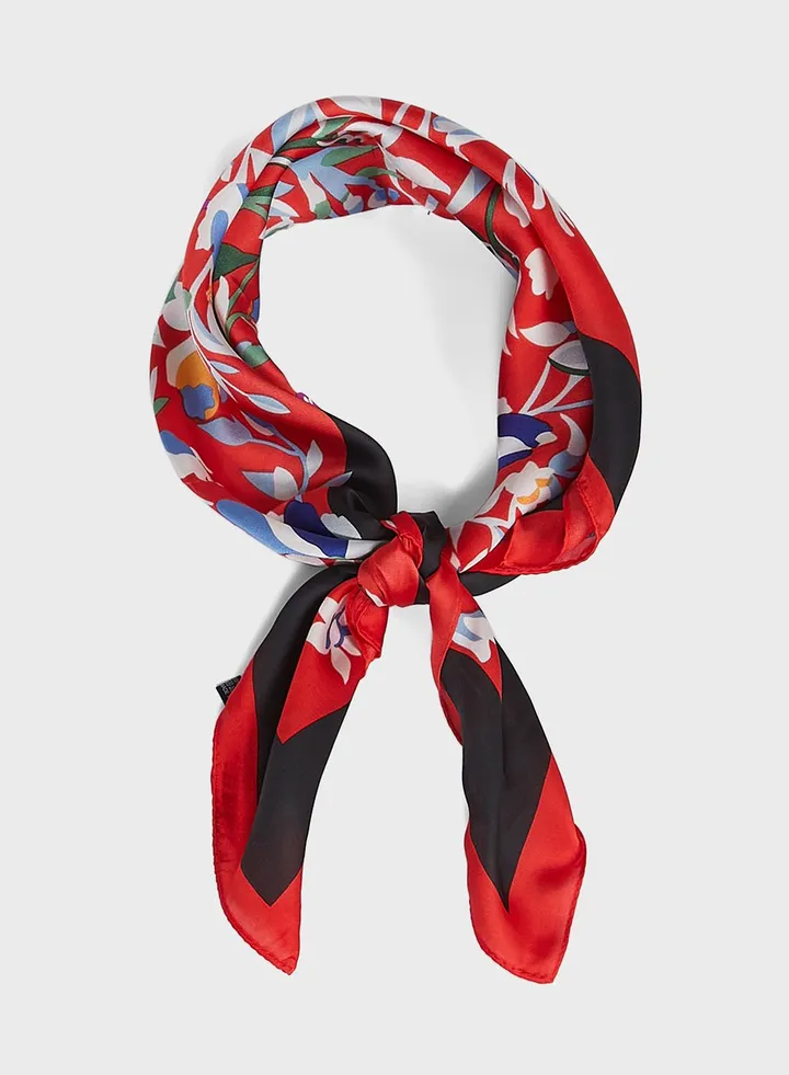 Floral Print Satin Scarf