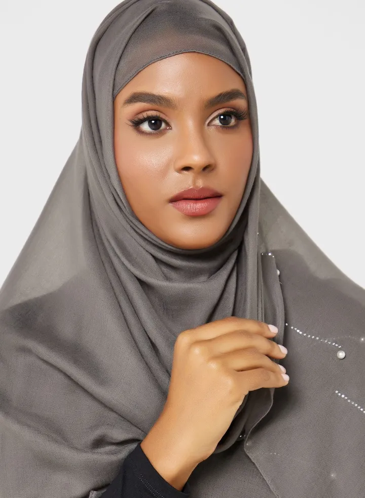 Pearl Detail Long Hijab Scarf