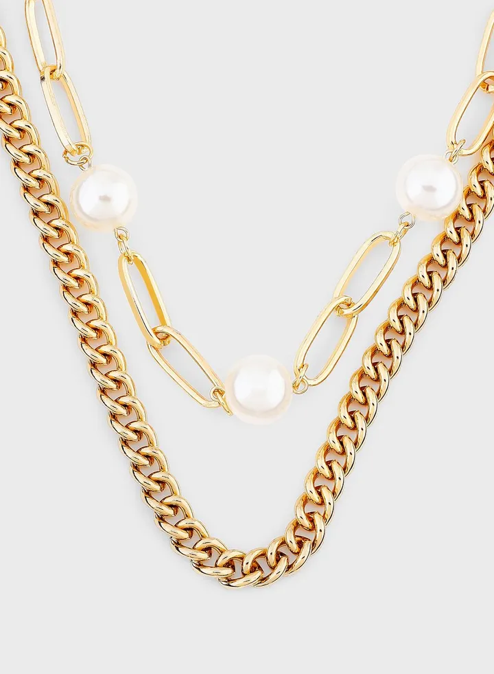 Pearl Chain Layered Necklace
