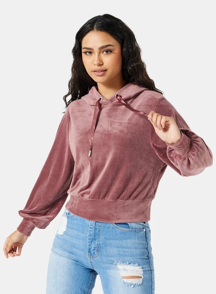 Velour Hoodie Brown