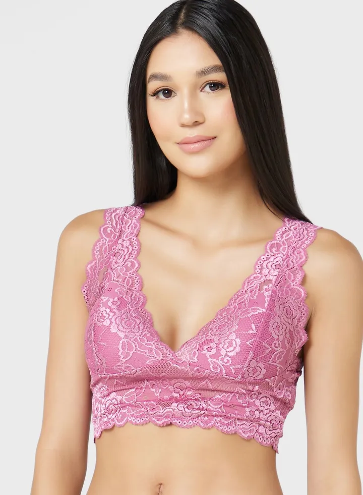 Plunge Neck Knitted Bra