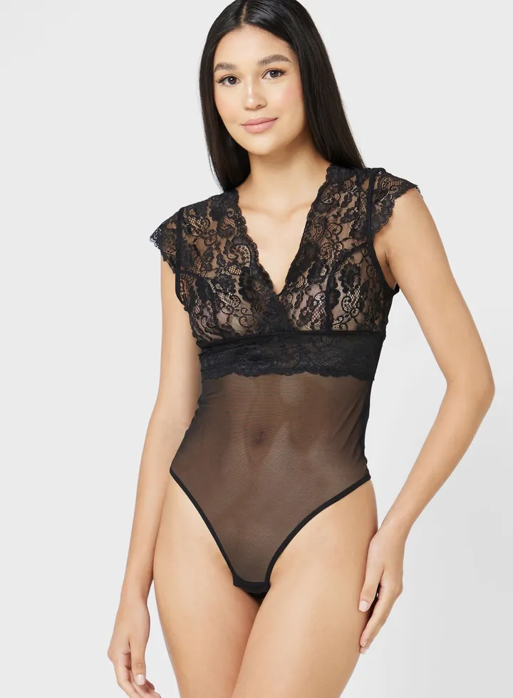 Lace High Leg Body