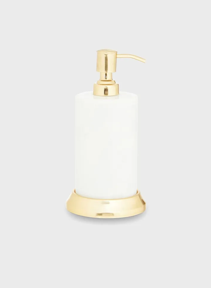 White Marble & Brass Soap Dispenser