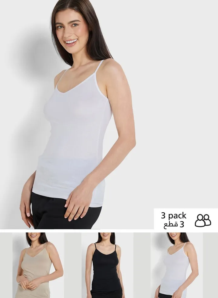 3 Pack Knitted Strappy Vest