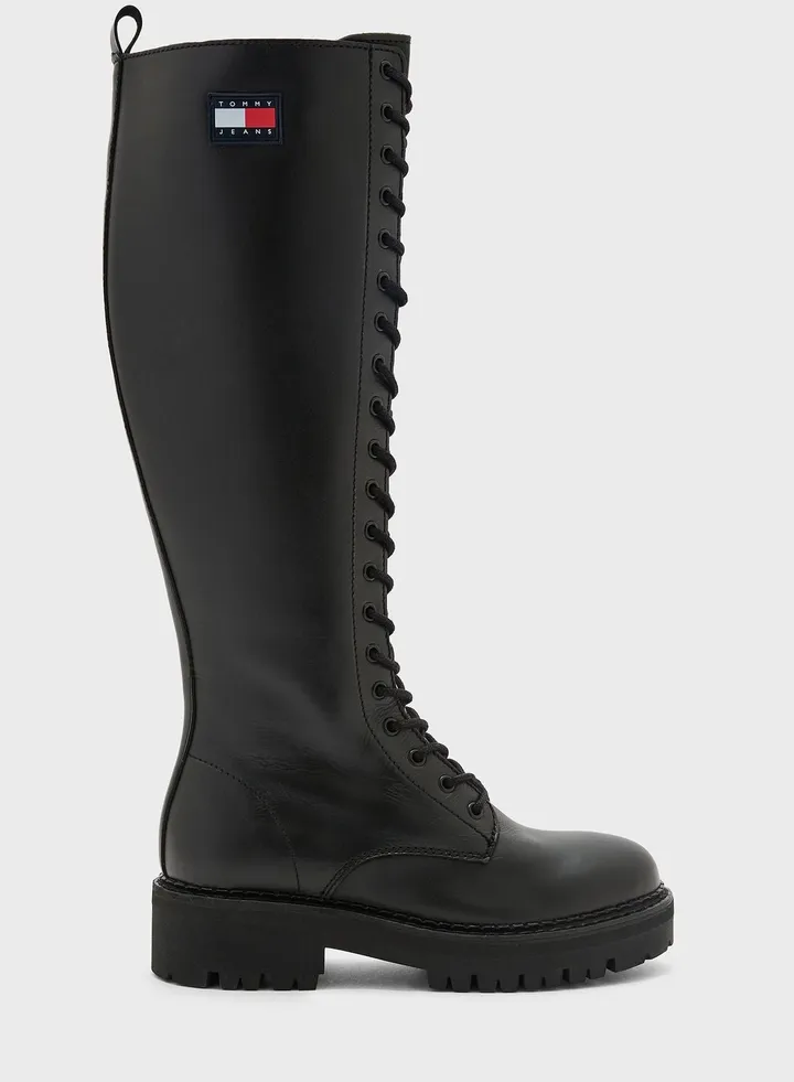Urban Long Shaft Lace Up Knee Boots