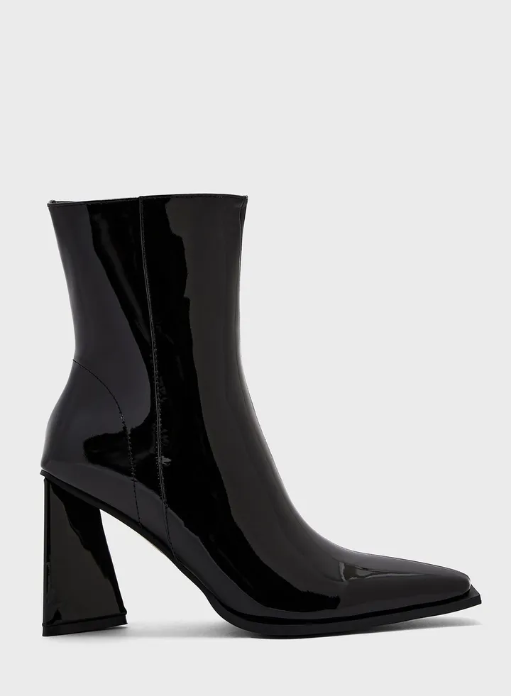 Sculptural Heel Ankle Boots