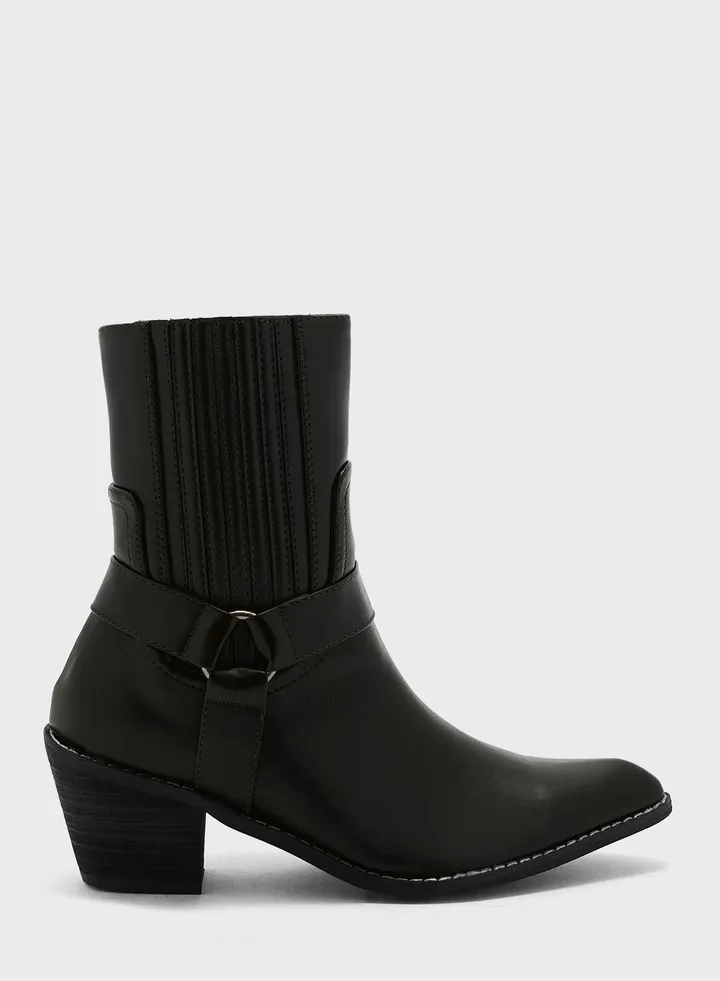 Cowboy Heel Ankle Boots