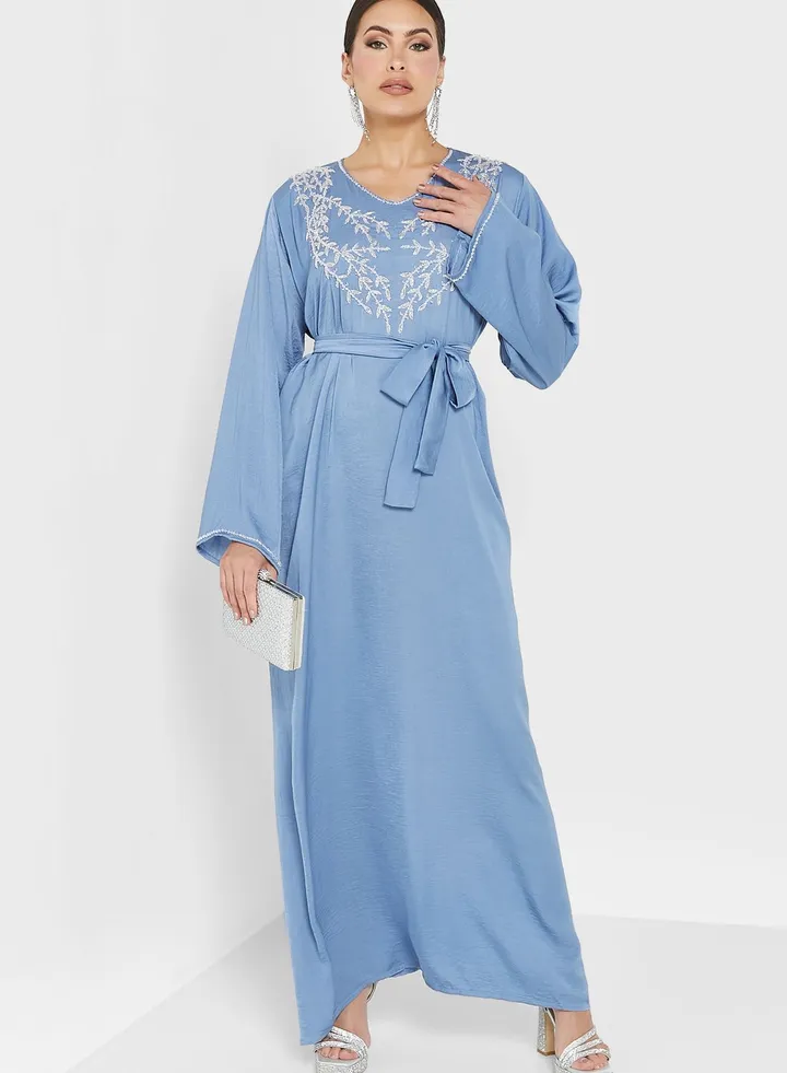 Embellished Belted Jalabiya