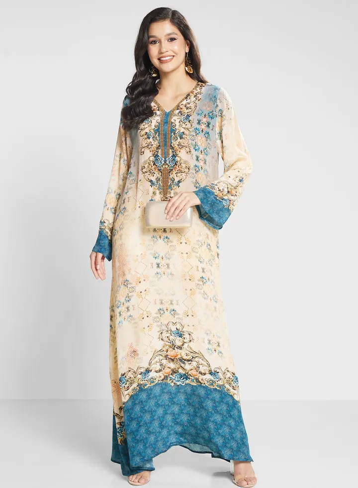 Floral Printed Jalabiya
