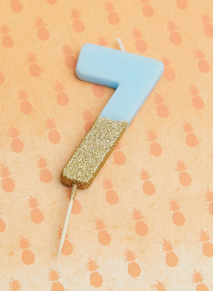 Glitter Number 7 Candle