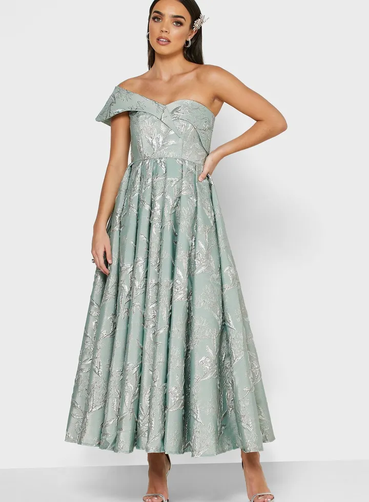 Sweetheart Neckline Jacquard Dress