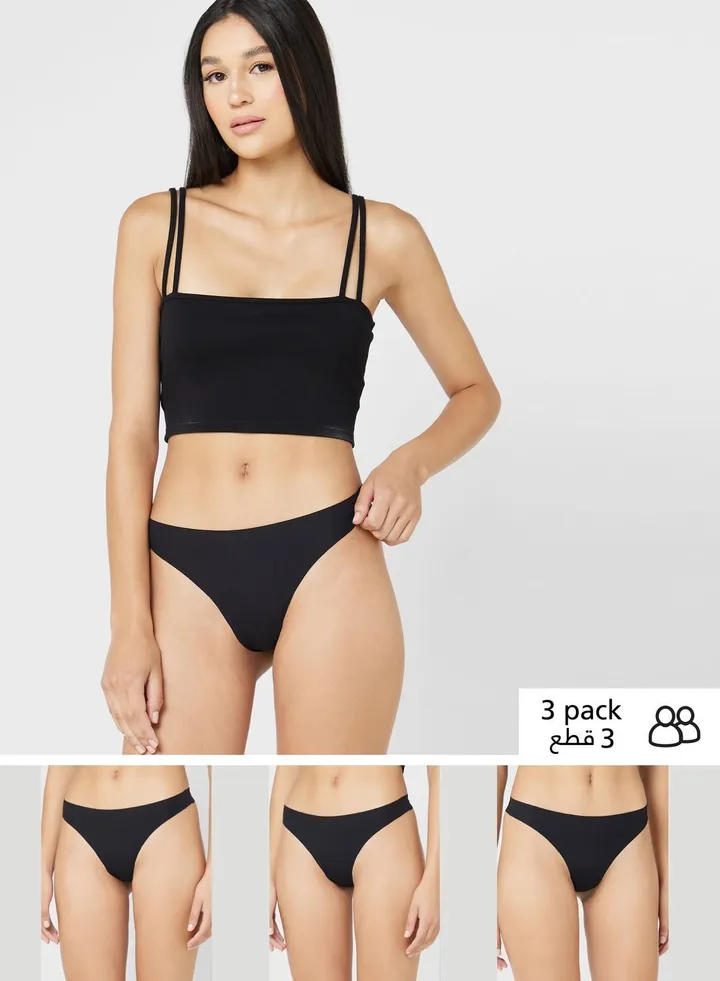 3 Pack Ribbed Thong
