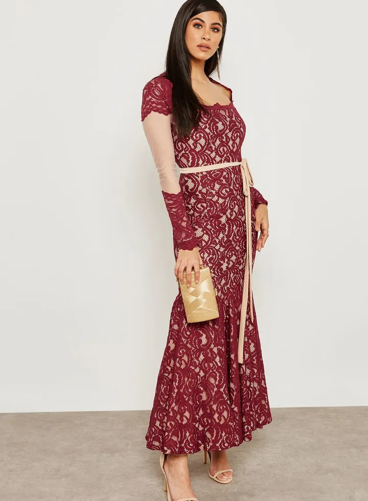 Front Self Tie Lace Dress