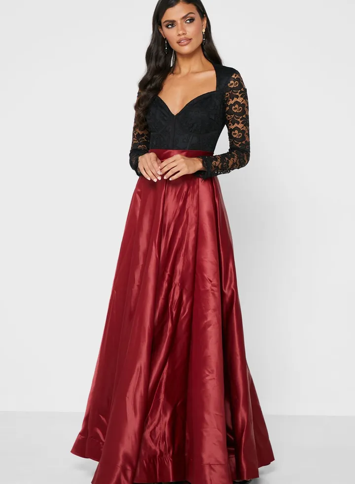 Lace Body Slit Dress