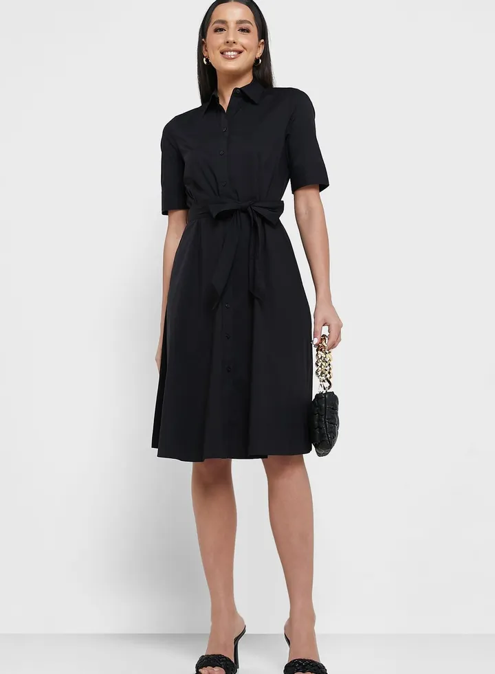 Polo Neck Tie Detail Dress