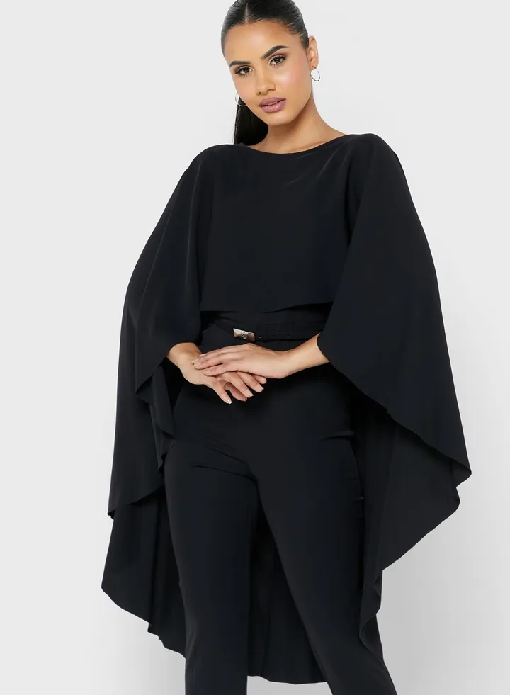 Cape Sleeve Knitted Jumpsuit