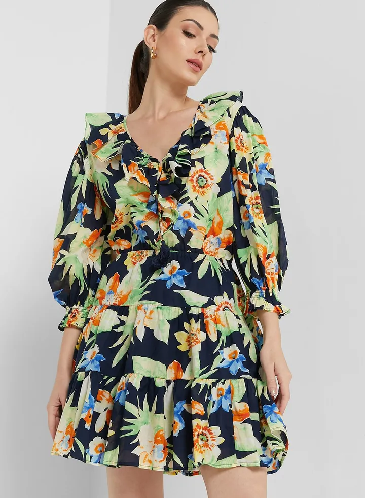 Tiered Printed Dress