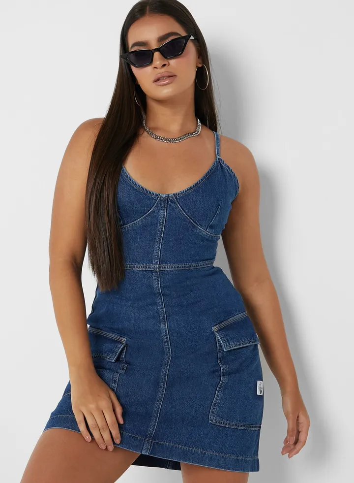 Pocket Detail Denim Dress