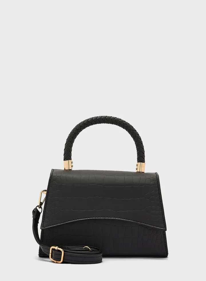 Weaved Handle Satchel Bag
