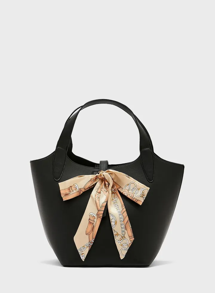 Silky Bow Detail Bucket Tote Bag