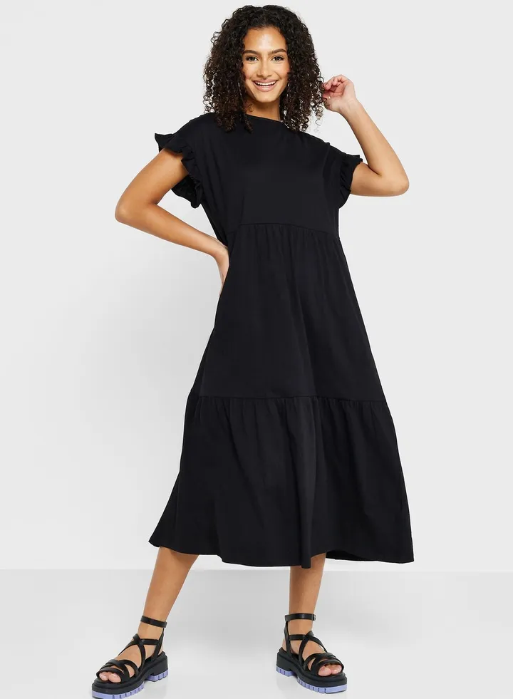 Ruffle Sleeve Tiered Dress