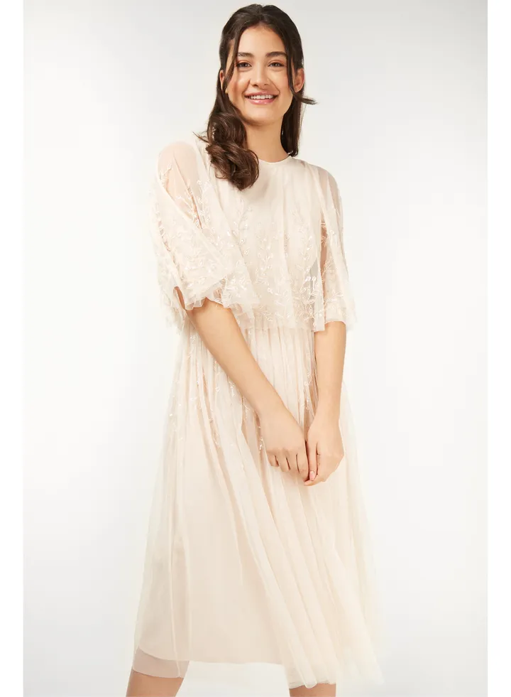 Little Mistress Cream Midi Dress