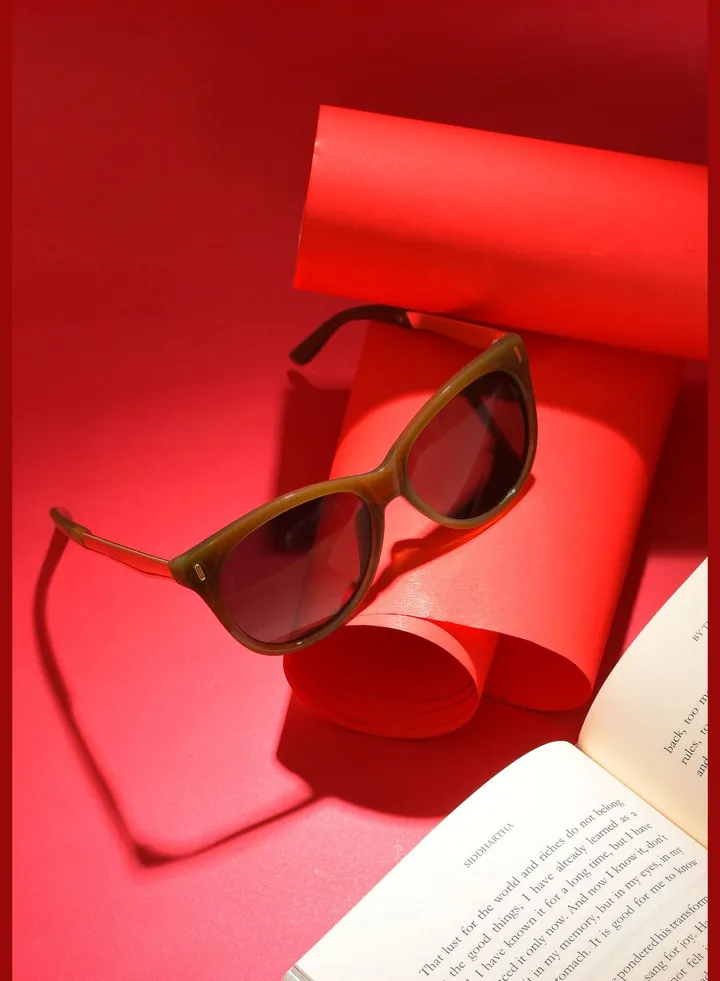 Women Black Lens Green Butterfly Sunglasses