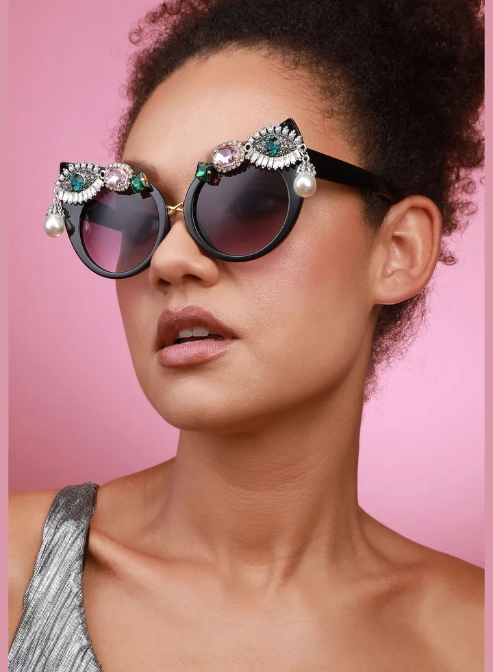 Trendy Designer Stone Western Wear Sunglass For Women