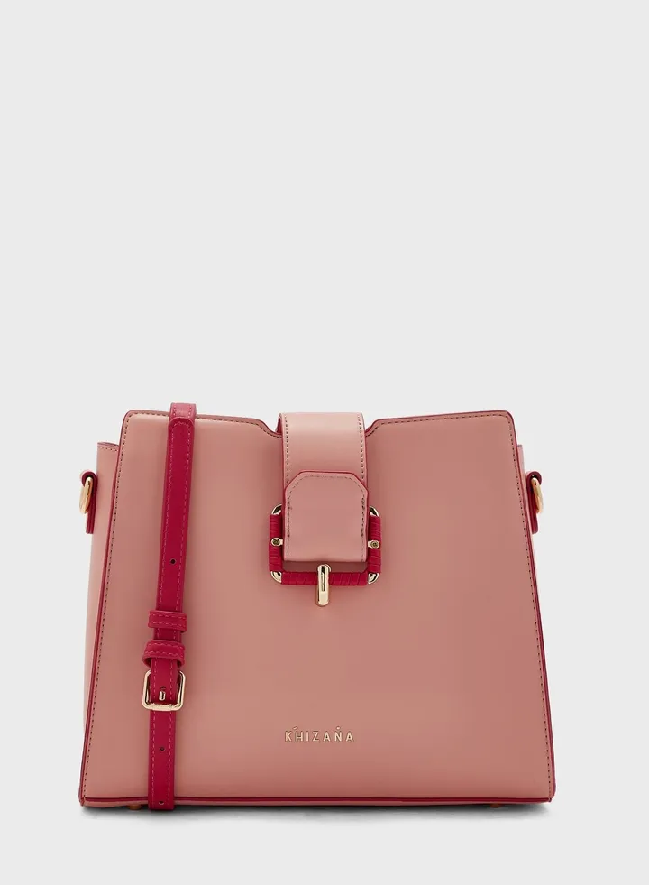Mixed Strap And Buckle Crossbody Bag