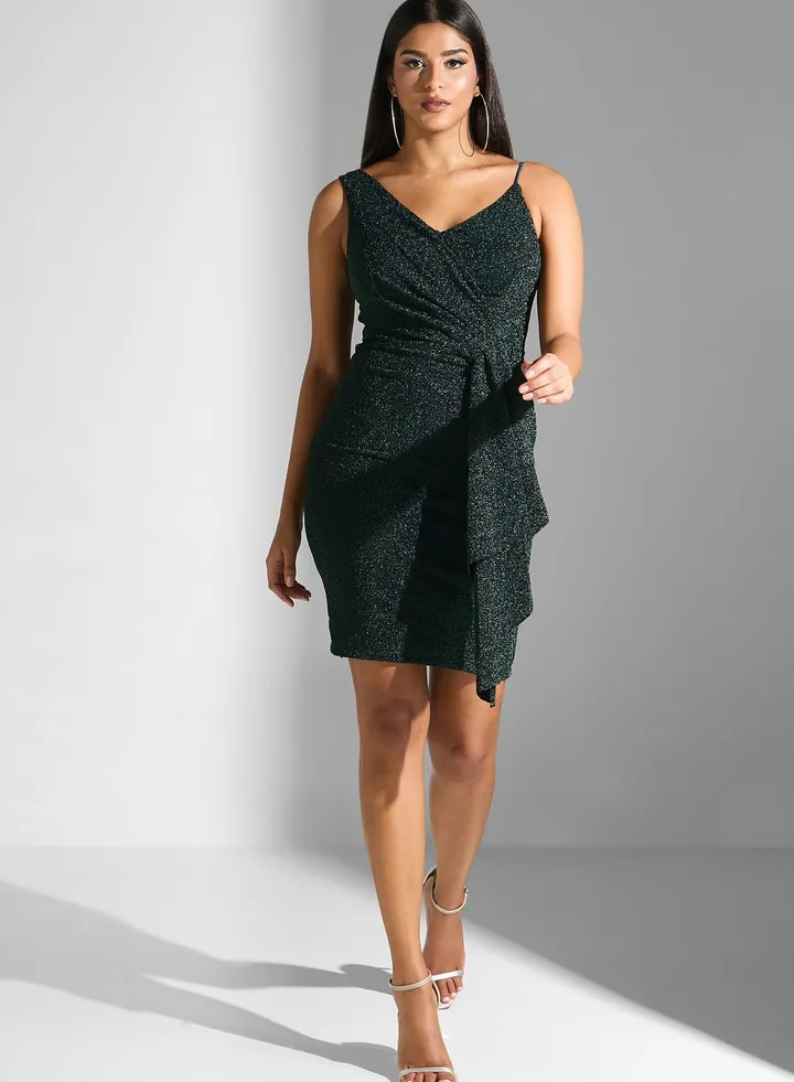 Ruffle Detail Shimmer Dress
