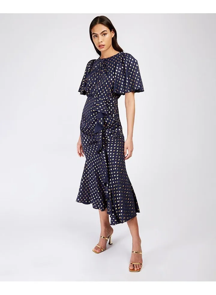 Little Mistress Navy Foil Midaxi