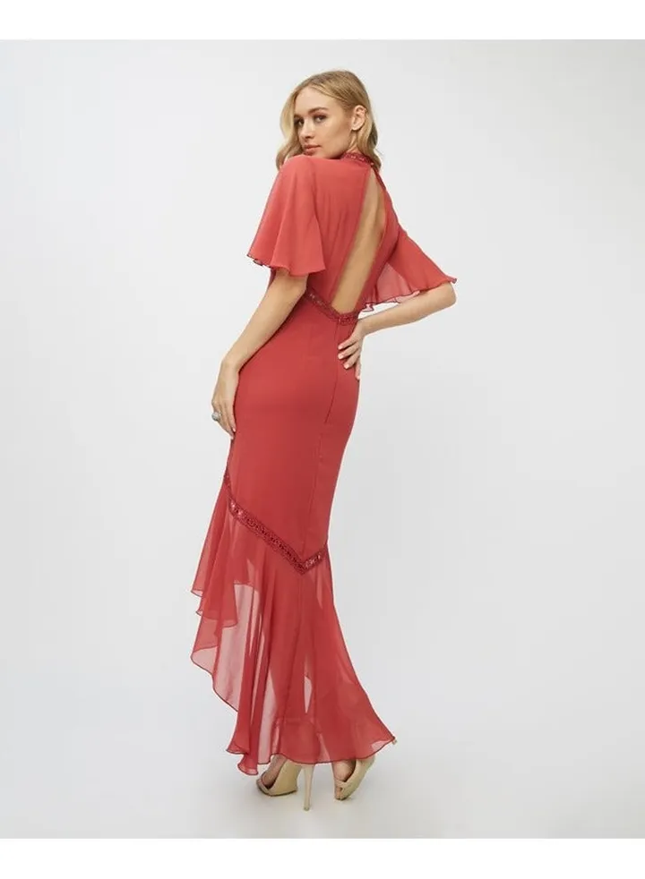 Little Mistress High Low Lace Detail Dress
