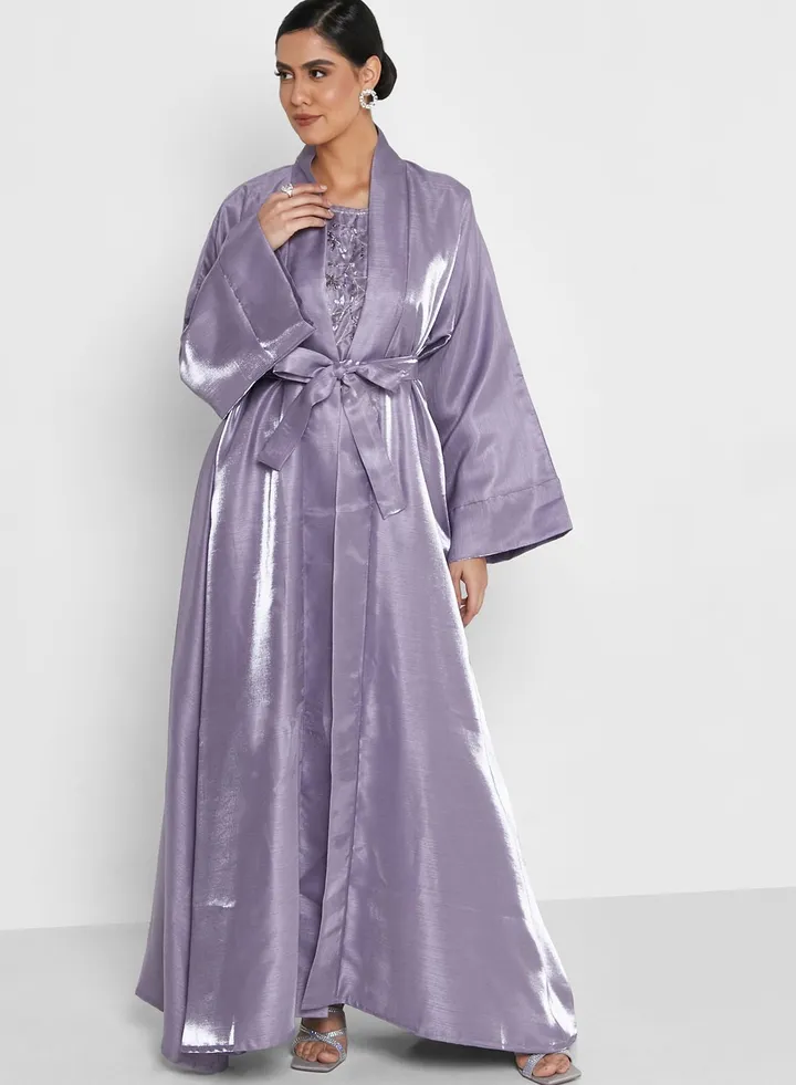Embellished Belted Abaya
