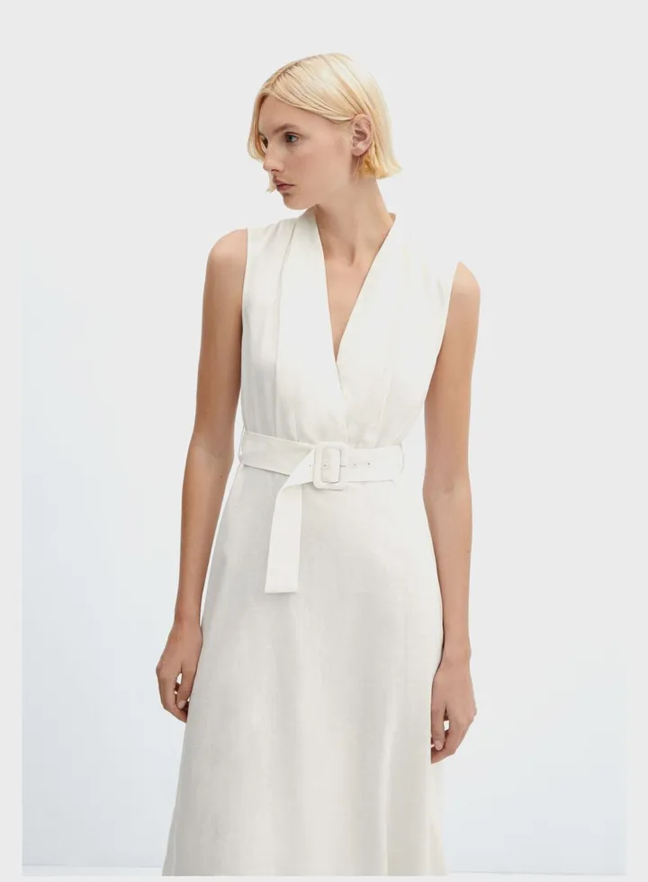 Belted V-Neck Dress