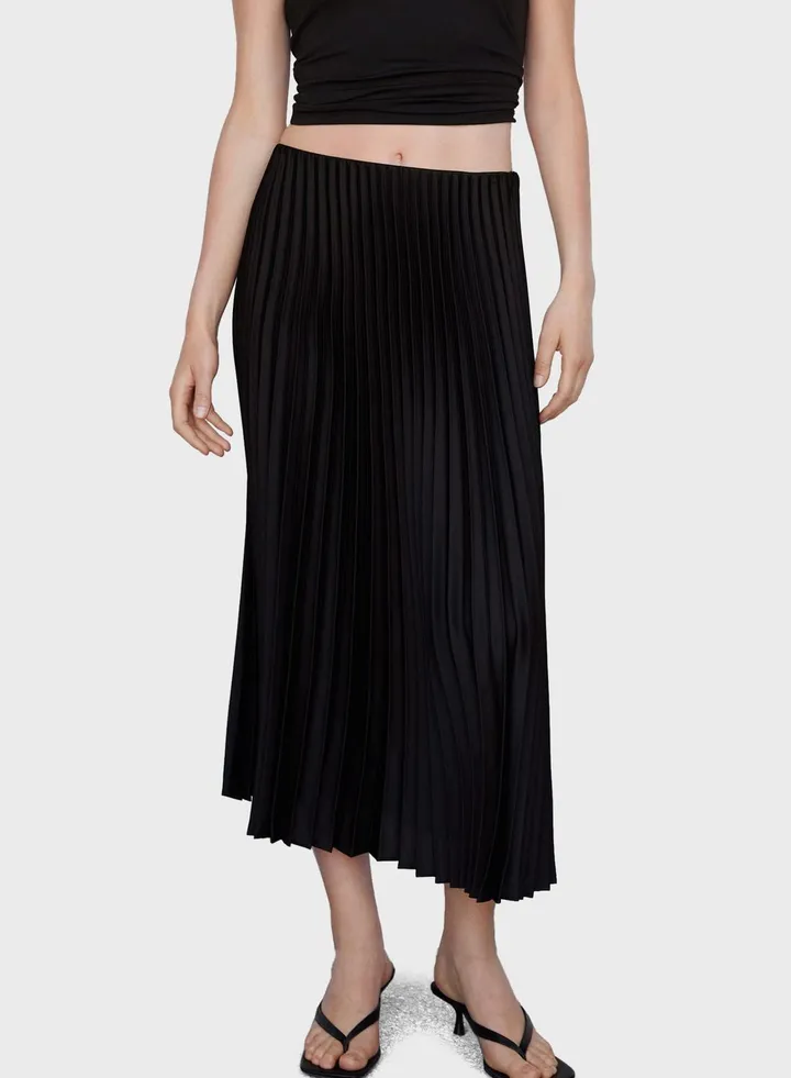 Plisse Midi Skirt