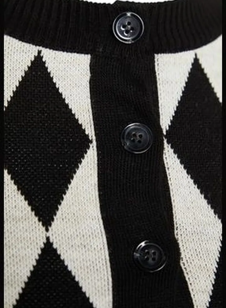 Black Crop Knitwear Cardigan TWOAW23HI00176