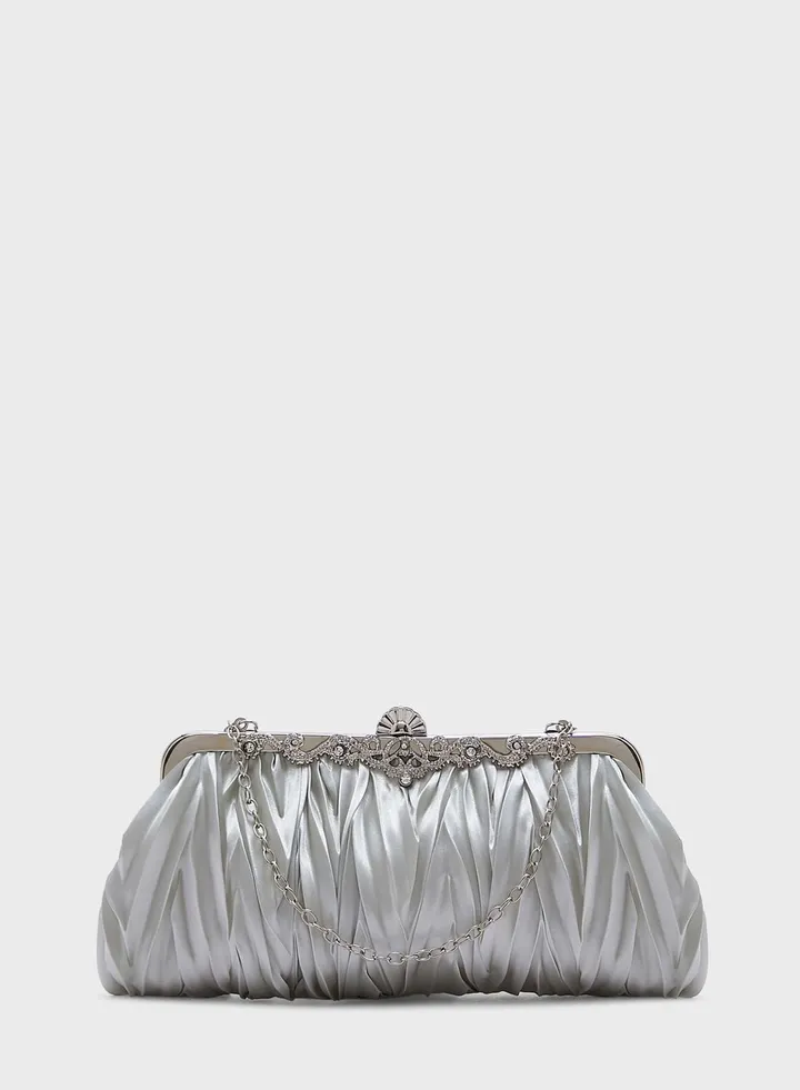 Diamante Clasp Frame Evening Clutch Bag