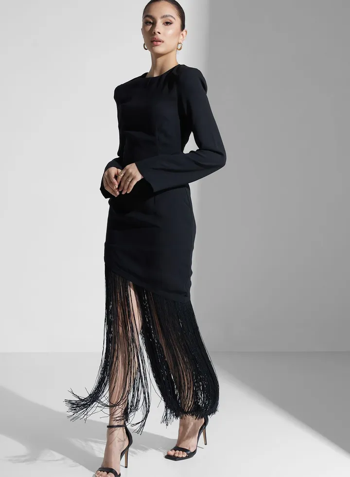 Fringe Hem Knitted Dress